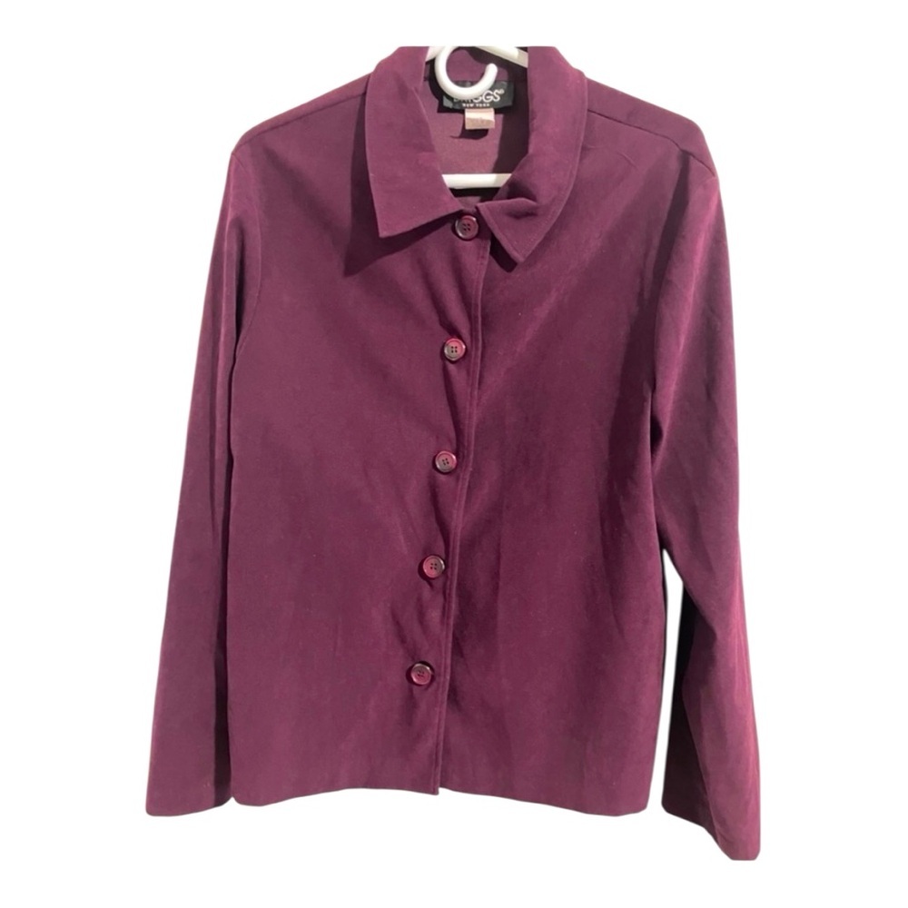 Blazer Button Up Jacket Plum Purple BRIGGS New York Vintage Women’s Size XL